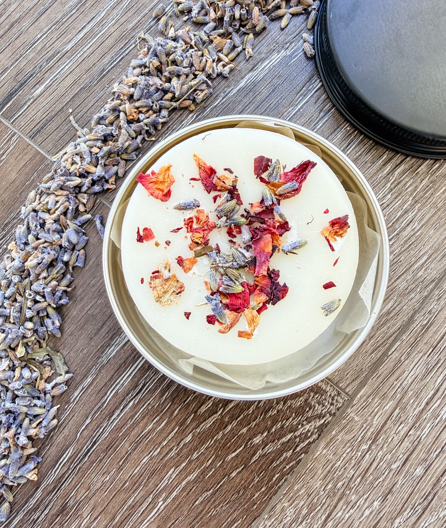 Floral Lotion Bar - 2 oz circle - Lavender - Solid Lotion