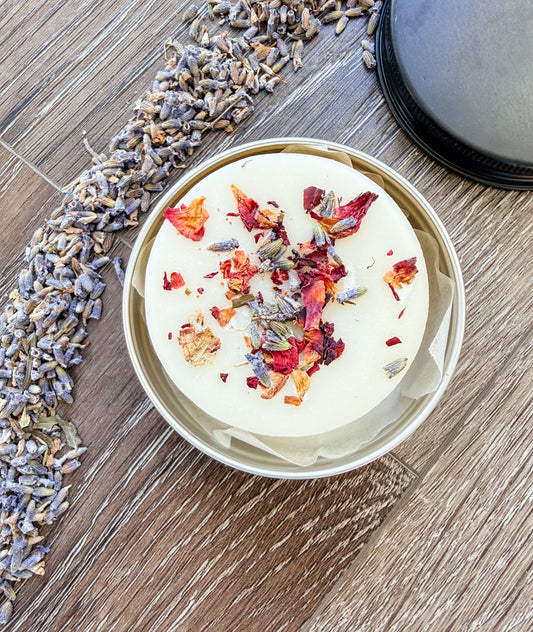 Floral Lotion Bar - 2 oz circle - Lavender - Solid Lotion